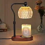 CYUNER Candle Warmer Lamp With Timer & Dimmer - Height Adjustable for Scented Candles - Includes 2 50W Bulbs for Home Decor (Black)