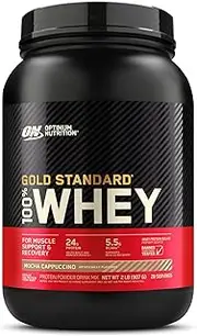 OPTIMUM NUTRITION Gold Standard 100% Whey Protein Powder, Mocha Cappuccino, 907g - [2024/2025 plastic neck band packaging may vary]