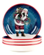 Certified International Santa's Secret Set of 4 Soup/Pasta Bowls