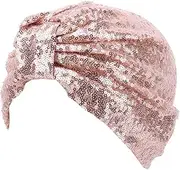 [Bigood] Women Sequins Indian Muslim Turban Chemo Cap Head Scarf Wrap
