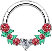 [CHARMONLINE] Septum Ring 16G Leaf Septum Nose Ring 316L Stainless Steel Vine Septum Piercing Daith Piercing Jewelry Conch Helix Earring Cartilage Earring for Women Men