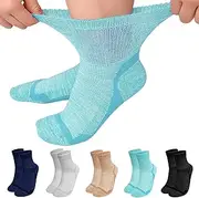 [LOFIR] Bamboo Diabetic Socks for Women: Extra Wide Top Ankle Socks for Men - Non Elastic Gentle Loose Seamless for Swollen Feet Size 6-11 5 Pairs