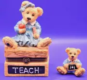 Bearware Pottery "Teach" Figurine w/ mini bear Teacher Learn