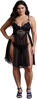 [txsrbsj] Women Sexy Lingerie Set Lace Babydoll Chemise Mesh Sleepwear with Panty, Sexy Nightgown for Honeymoon, Bridal Nights