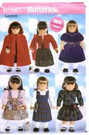 Butterick Craft Sewing Pattern 18" DOLL CLOTHES Dress Cape Jumper B5587 UNCUT