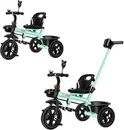 2 in 1 Kids Push Along Tricycle Baby Toddler Trike Bike 3 Wheel Ride On Toy Children Infant Stroller Pushchair Parent Handle Comfortable Seat Large Foldable Pedal