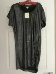 WITCHERY, WOMENS EVENING TOP / TUNIC GREY, SILVER METALLIC, SIZE 16, NWT #2607