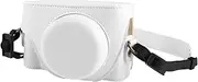 PULUZ Digital Camera Case for Sony ZV-1F Vlog Camera,Full Body Leather Camera Bag with Sony ZV-1F Case Shoulder Strap-Travel Protective Carrying Storage Bag (White)