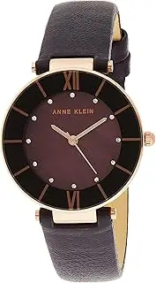 [Anne Klein] Women's AK/3272 Crystal Accented Leather Strap Watch