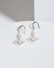 Silver Cubic Zirconia Hook Drop Multi Crystal Earrings