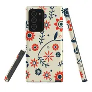 For Samsung Galaxy Note 20 Ultra Case, Armor Back Cover, Orange & Blue Flowers