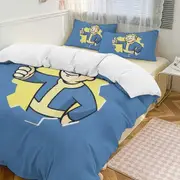 v6940 Bed Sheets Bedding Blue Boys Fallout Comforter Set Soft 3 Pcs Twin Bedding Sets Thicken for All Season, 1 Comforter 2 Pillow Shams Bed Sheets