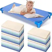 Macarrie 20 Pcs Daycare Cot Sheets for Toddler and Preschool Pure Cotton Breathable Fabric Standard Daycare Bed Fitted Sheet for Boys and Girls, 51.18'' W x 23.62'' L(Multiple Colors)