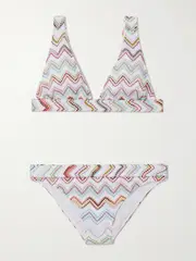 [Missoni] Missoni - Striped Metallic Crochet-knit Bikini - White - IT44 IT 44 White