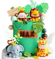 JeVenis Cute Jungle Cake Baby Party Decorations Wild Cake Decorations Safari Jungle Birthday for Animals Themed Birthday Boy Girl Baby Shower Party