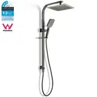 Gun Metal Square 2 In 1 Rain Shower Head Set Handheld Sliding Rail Diverter DIY