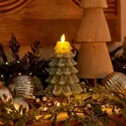 Luminara Flameless Glitter Christmas Tree LED Candle With Timer Iceberg Green