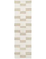 [Miss Amara] Hendrix Asymmetrical Striped Jute Wool Runner Rug in Ivory