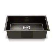450 x 300mm Stainless Steel Sink Single Wash Bowl Nano Laundry Tub- Black