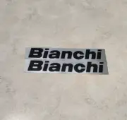 Bianchi 5x1" black /silver pre cut quality weather proof sticker 2pcs