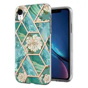 For Apple iPhone XR Case Hard back Marble Pattern Slim Design Enhanced Camera and Screen Protection Girls and Women Cover (Green)