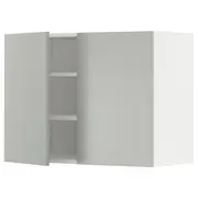 METOD wall cabinet with shelves/2 doors, white/Havstorp light grey, 80x37x60 cm