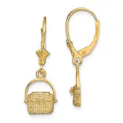14K Yellow Gold Nantucket Basket Leverback Earrings