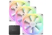 NZXT F120 RGB DUO White 120mm Dual Sided RGB Fan, 3 Pack With RGB Controller