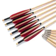 12PACK Archery 31" Traditional Wooden Arrows Handmade Arrow for Longbow Hunting