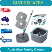 True Clean Spin Mop & Bucket System – Dual Compartment + 2 Microfiber Pads