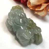 在飛比找蝦皮購物優惠-多寶晶石/天然翡翠A貨貔貅吊墜/母子貔貅/壽色貔貅/天空藍貔