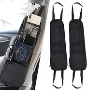 OTTYMO 2 Pack Car Organizer Car Seat Side Storage Bag 3 Pockets Car Storage Net Front Seat Mesh Hanging Bag Universal Multifunctional Car Seat Hanging Storage for Auto Small Items Drink Phone