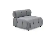Foret 1pc Armless Seat Modular Extension Lounge Tufted Velvet Sofa Light Grey