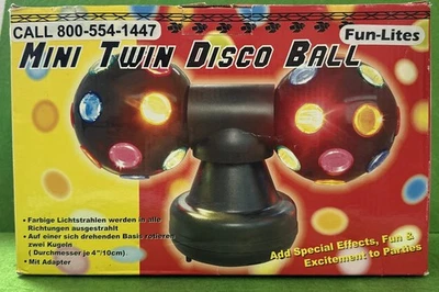 Retro Rotating Mini Twin Disco Ball Multicolor Dance Party Light Decor ~ NEW