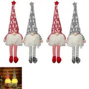 4Pcs Gnomes Christmas Decorations LED Light Plush Gnomes Figurines Elf Doll for Holiday Party