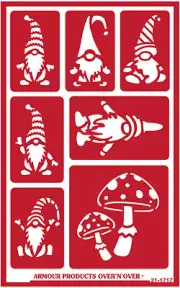 Garden Gnomes Dwarf Pattern Design Glass Etching Stencils Reusable Armour Etch