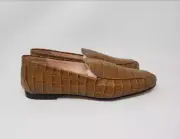 NEW WOMEN'S J CREW CECILE SMOKING LOAFERS SLIPPERS IN CROC EMBOSSED LEATHER
