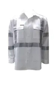 WORKCRAFT Cotton Drill Reflective Shirt Night Work (WHITE)