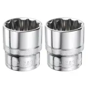 2pcs 12-Point Socket 1/2" Drive 30mm Metric Shallow Socket 45# Steel Socket