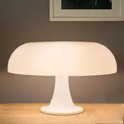 White Mushroom Lamp, Vintage Table Lamp with 3 Colors and 10 Brightness Levels, USB Powered Retro Bedside Lamp for Bedroom, Night Light, Hall, Home Decoration (White)