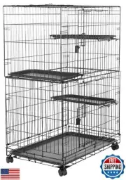Amazon Basics Large 3-Tier Cat Durable,Pliable Cage Playpen Box Crate Kennel