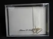 Hortense B. Hewitt Co Ivory Bridal Wedding Guest Book w/Rhinestone Hearts NIB