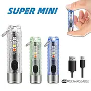 Mini Rechargeable Keychain Flashlight - Super Bright UV Black Light Torch with Magnet for Camping Portable Lighting