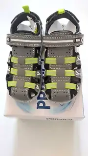 New Primigi italian made grey/lime closed toe sandals, euro 24, american 8 ,NIB