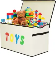 Toy Box Chest, Collapsible Sturdy Storage Bins w/ Lids, XL Toy Storage Organizer