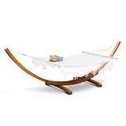 Hammock Bed Outdoor Camping Garden Tassel Timber Hammock White