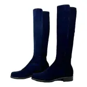 Stuart Weitzman blue suede and leather 5050 knee length boots size 7M