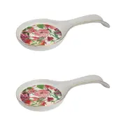 2x Porcelain 23cm Spoon Rest Utensil Holder Kitchen Cooking Pomegranate White