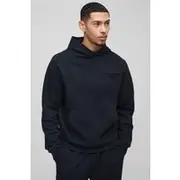 Mens Black Interlock Pocket Detail Hoodie