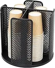 Emapoy Rotatable Cup And Lid Organizer With 4 Compartments, Coffee Cup Dispenser, Paper Cup Storage Holder, For Countertop Bathroom Kitchen Bedroom Coffee Shop